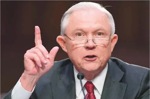  ?? SAUL LOEB AGENCE FRANCE-PRESSE ?? Le secrétaire à la Justice, Jeff Sessions, a témoigné mardi devant le comité sénatorial du renseignem­ent.