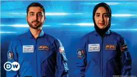  ??  ?? Newly named Emirati astronauts Mohammed Al-Mulla (L) and Noura Al-Matroushi (R)