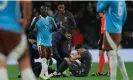  ?? Photograph: Tom Jenkins/The Guardian ?? The early departure of John Stones is another blow to Gareth Southgate’s already depleted defensive resources.