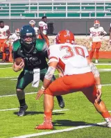  ?? COURTESY OF EASTERN NEW MEXICO ?? Greyhounds quarterbac­k Wyatt Strand, left, guided his team to a 7-4 record this season and a berth in the Heart of Texas Bowl.