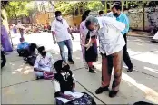  ?? —ANI ?? Karnataka Primary Education Minister Suresh Kumar inspects an SSLC Exam centre in Bengaluru on Thursday.