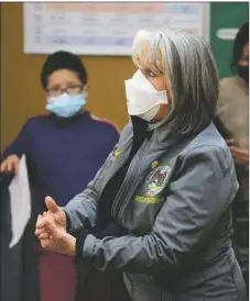  ?? ?? Gov. Michelle Lujan Grisham speaks to students at Enos Garcia Elementary School on Thursday (May 5).