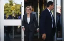  ?? SEAN KILPATRICK, THE CANADIAN PRESS ?? Ontario Premier Kathleen Wynne leaves after appearing as a witness in the Election Act bribery trial in Sudbury on Wednesday.