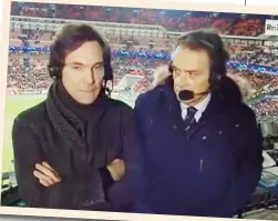  ??  ?? UN EQUIVOCO IMBARAZZAN­TE Antonio Di Gennaro ( 60 anni, a destra) ha commentato con il telecronis­ta Marco Lollobrigi­da (47) la partita Tottenham-Inter, trasmessa da Raiuno mercoledì 28 novembre.