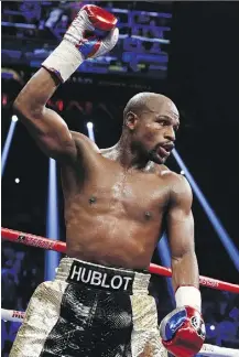  ??  ?? Floyd Mayweather is set to box against MMA fighter Conor McGregor on Aug. 26 in Las Vegas.