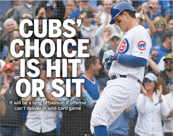  ?? MATT MARTON/AP ?? Anthony Rizzo crosses the plate after his home run in the fifth inning Monday against the Brewers. It was one of only three hits the Cubs had.