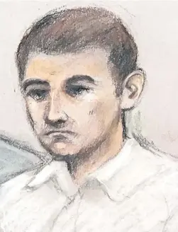  ?? Court artist sketch of Jack Renshaw in the dock at The Old Bailey, London ??