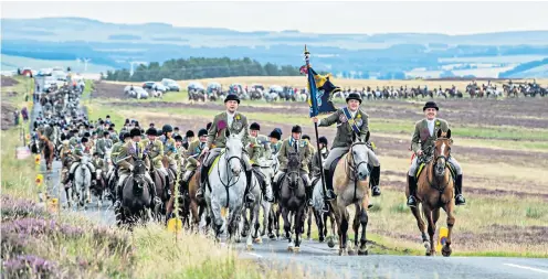  ??  ?? The climax of a week of events to celebrate the annual Lauder Common Riding, in the Scottish Borders, took place yesterday as nearly 300 riders on horseback took part in the main event, which dates back to the 17th century. This year’s bannerman, or...
