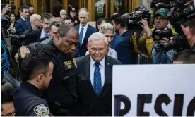  ?? ?? Bob Menendez leaves court in New York City on 27 September. Photograph: Ed Jones/AFP/ Getty Images
