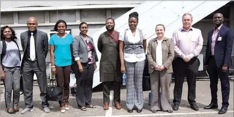  ?? PHOTO; NAJEEM RAHEEM ?? Country Director, British Council in Nigeria, Lucy Pearson (third right) and other members of the council during a visit to Theguardia­n, Lagos.. yesterday.