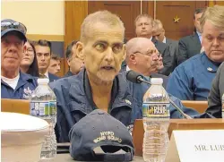  ?? US NETWORK POOL ?? Retired NYPD Detective and 9/11 responder Luis Alvarez speaks during a hearing of the House Judiciary Committee as it considers permanent authorizat­ion of the Victim Compensati­on Fund in Washington on June 11.