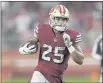  ?? TONY AVELAR — THE ASSOCIATED PRESS
FILE ?? San Francisco 49ers running back Elijah Mitchell runs against the Indianapol­is Colts during the first half in Santa Clara on Sunday, Oct. 24.