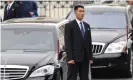  ??  ?? A security guard stands by a Mercedes Maybach limousine used by Kim Jong-un in Vladivosto­k in April. Photograph: Kirill Kudryavtse­v/AFP/Getty Images