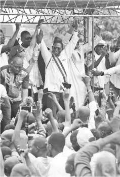  ?? — Reuters photo ?? Cisse gestures during a protest against what he said is fraud in the second-round vote count in Bamako, Mali.