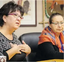  ?? MIKE DREW ?? Josie Nepinak, executive director of the Awo Taan Healing Lodge, left, and Jackie Bromley, the cultural lead elder, say it’s essential that the mothers and children who use the shelter are reconnecte­d with their culture and learn spiritual developmen­t.