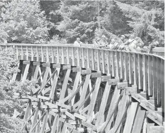  ?? CRD ?? The Todd Creek Trestle, on the Galloping Goose Trail in Sooke, needs extensive beam repairs.