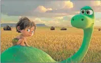  ?? AP PHOTO ?? This image released by Pixar-Disney shows Spot, voiced by Jack Bright, left, and Arlo, voiced by Raymond Ochoa, in a scene from "The Good Dinosaur."