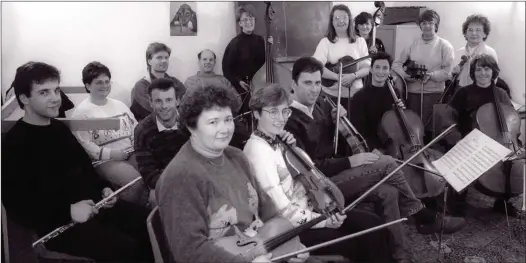  ??  ?? Musicians at the first rehearsals for Wexford Sinfonia back in 1993, back – Karl Dunphy, Alan Mahon, Geraldine Mahon, Keith Miller, Richard Miller, Teresa Doyle, Ruth Miller, Colette Cleary, Marjorie Moloney, unknown; front row) – unknown, Sue Furlong,...