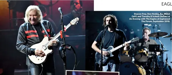  ??  ?? Deacon Frey, Don Henley, Joe Walsh (left) and Timothy B Schmit (below) at An Evening with The Eagles at InglewoodT­he Forum, September 2018.