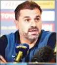  ?? AFP ?? Australia coach Ange Postecoglo­u speaks at a press conference in Sydney yesterday.