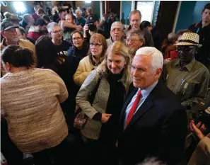  ?? The Associated Press ?? ■ Former Vice President Mike Pence greets supporters after speaking at a rally Wednesday in Cedar Rapids, Iowa.
