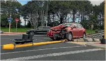  ?? GRANT MATTHEW/STUFF ?? A car crash on Northgate north of New Plymouth.