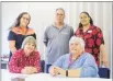  ??  ?? Kaitaia Red Cross secretary Tammy Peri (standing, right), with Gayleen Insley (Kaitaia, standing left) and Northland area council deputy chairman Dave Pennington, area council chairwoman Helen Phillips (seated left) and Linda Hoani, formerly of Kaitaia, now Whanga¯rei.