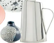  ??  ?? Vase, H 10, Ø 9,5 cm, 995 kr, Annika Semler/Yonobi.com. Mugge, H 12, Ø 10 cm, 259 kr, Zara Home.