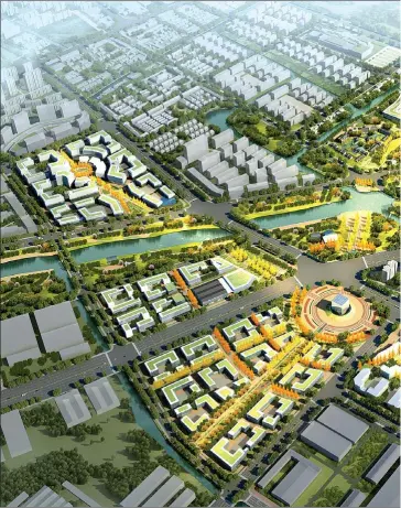  ?? PROVIDED TO CHINA DAILY ?? A computer-drawn virtual image (not real) of the Hongshan IoT town.