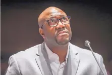  ?? MICHAEL REYNOLDS//ASSOCIATED PRESS ?? Philonise Floyd, a brother of George Floyd, gives an opening statement during a House hearing on proposed changes to police practices and accountabi­lity on Capitol Hill Wednesday in Washington.