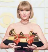  ??  ?? Taylor Swift could make history with an album of the year win. CHRIS PIZZELLO/INVISION 2016