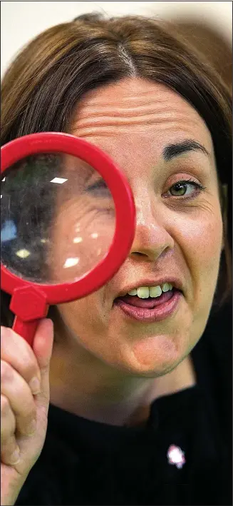  ??  ?? Eye on the prize: Labour’s Kezia Dugdale at a nursery in Glasgow yesterday
