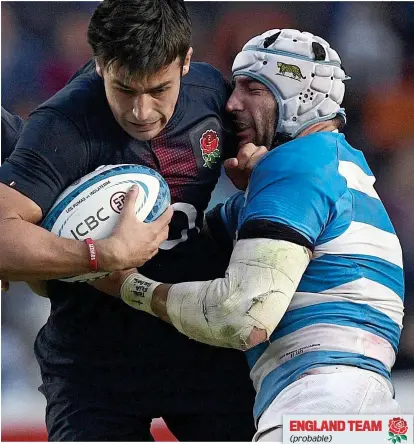  ?? GETTY IMAGES ?? Big Lozowski: the Saracens back, who starts in place of Farrell, in action for England against Argentina this summer