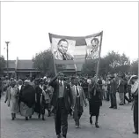  ?? PICTURE: DRUM, BAILEYS ARCHIVES ?? 1952 Defiance Campaign marchers with banners of Dr Sebe Moroka and Yusuf Dadoo.
