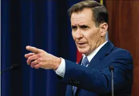  ?? ASSOCIATED PRESS ?? Pentagon spokesman John Kirby says members of Congress were notified before the U.S. launched strikes Thursday in Syria against Iranian-backed militias.
