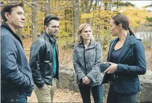  ?? CBC PHOTO ?? Shown is the cast of “Bellevue” which will air Mondays on CBC television. From left are Shawn Doyle, Billy MacLellan, Anna Paquin and Sharon Taylor.