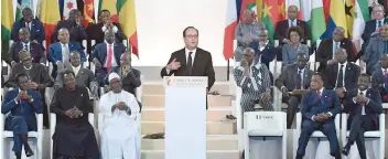  ?? — AFP ?? French President Francois Hollande delivers a speech during the 27th Africa-France summit in Bamako on Saturday.