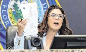  ?? D.A. VARELA dvarela@miamiheral­d.com ?? Doral Mayor Christi Fraga, shown at a City Council meeting last month, said: ‘As a mother I know the world I want to leave my son. This shows that as a community we can come together to recognize human life.’