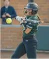  ?? ANDREW BURKESTEVE­NSON/DAILY SOUTHTOWN ?? Evergreen Park’s Charley Burns swings at a pitch during a game against Shepard in Evergreen Park on Monday.