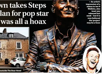  ?? ?? > An artist’s impression of a statue to Ian H Watkins, also inset was released last week – but it is now believed the ‘project’ may be a hoax