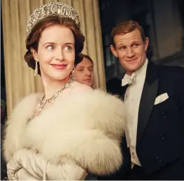  ??  ?? Royal drama: Claire Foy as the Queen and Matt Smith as Philip