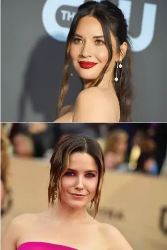  ??  ?? Ta da!Patrick Ta has done the makeup on such actresses as Olivia Munn, below, for the Critics’ Choice Awards, and Sophia Bush, bottom, for the 2017 SAG Awards.