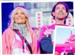  ??  ?? Gaby with actor Tom Read Wilson (above) and fellow walkers (right) at 2019’s Moonwalk event