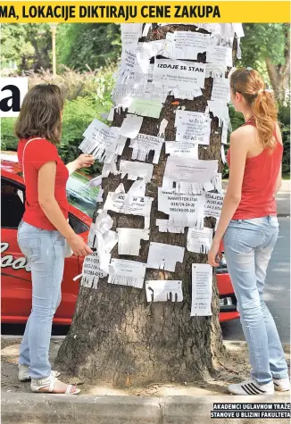  ??  ?? akademci uglavnom traže stanove u blizini fakulteta