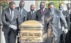  ?? REUTERS ?? Pallbearer­s bring the coffin into The Fountain of Praise church for George Floyd’s funeral, in Houston, Texas.