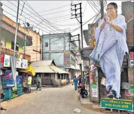  ??  ?? A cut out of Bengal CM Mamata Banerjee put up at Nandigram in East Medinipur, on January 21.