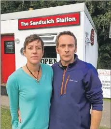  ??  ?? The couple outside The Sandwich Station they run in Lochranza.