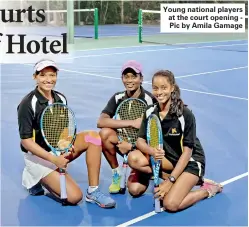  ??  ?? Young national players at the court opening - Pic by Amila Gamage