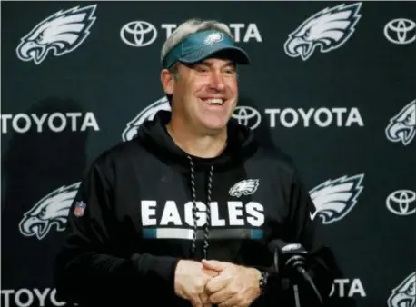  ?? THE ASSOCIATED PRESS — FILE PHOTO ?? Eagles coach Doug Pederson has grown tired of questions about the status of injured quarterbac­k Carson Wentz.