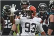  ?? GARY MCCULLOUGH — THE ASSOCIATED PRESS ?? Browns linebacker B.J. Goodson, shown against Jacksonvil­le on Jan. 29, was activated from the COVID-19 reserve list on Jan. 6.